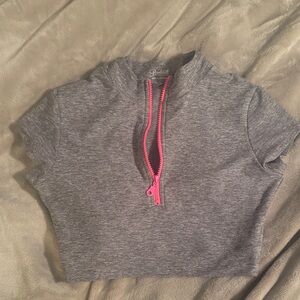 Bombshell Sportswear Gray Kids Hoodie with Pink Zipper